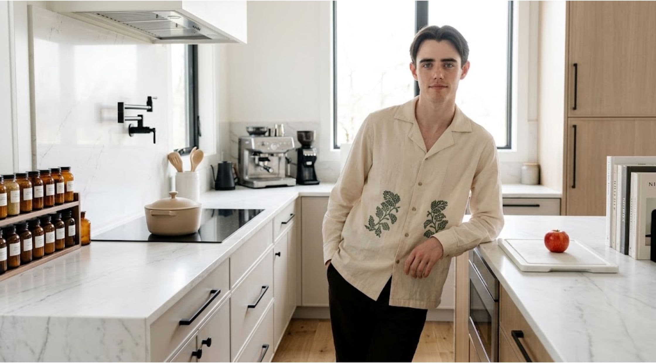 How to Get the Look Sterling Point S01 Daniel Quinn-Toye Green Floral Shirt