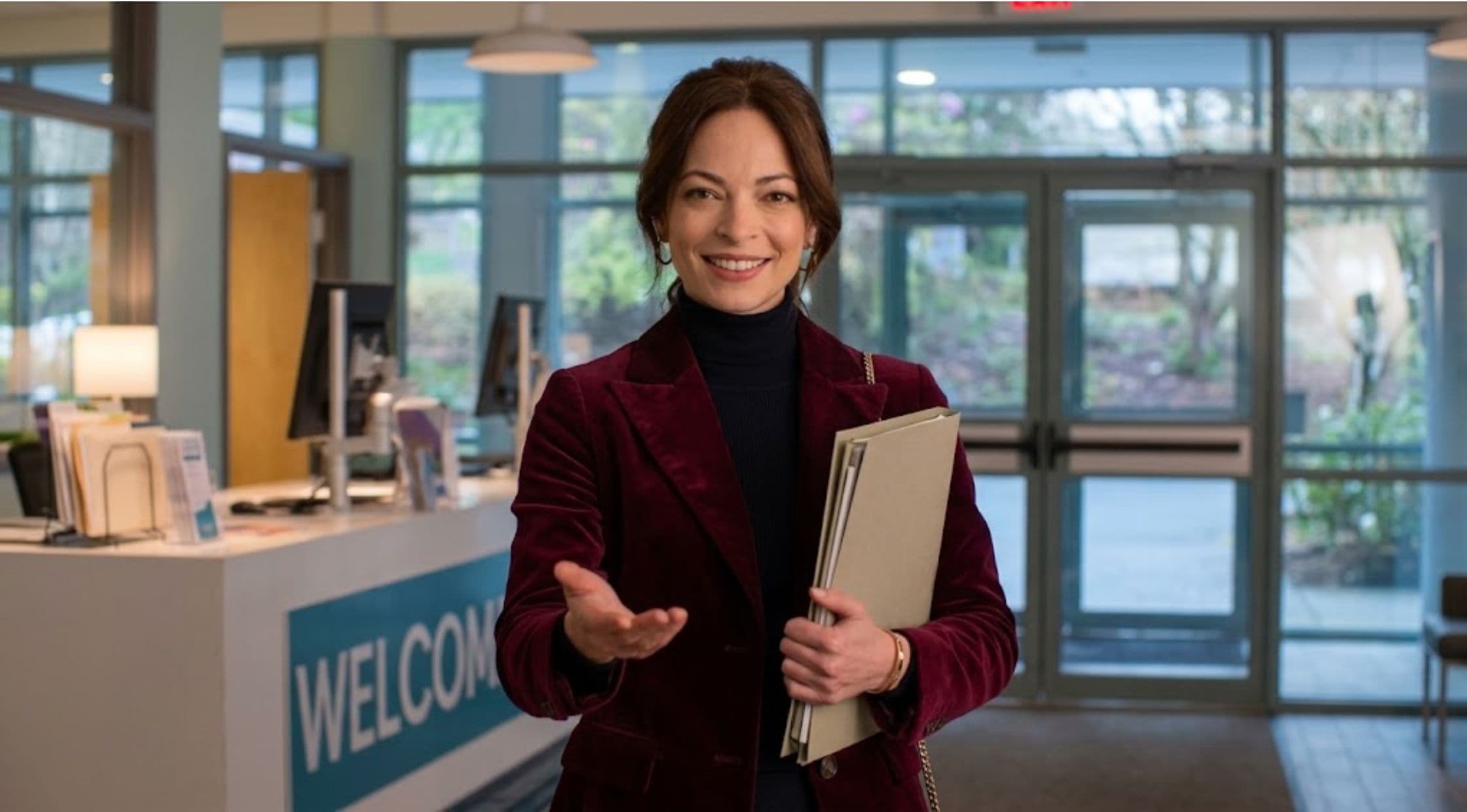 How to Style the Murder in a Small Town Kristin Kreuk Red Velvet Blazer